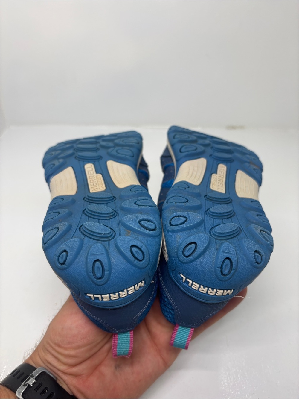 Merrell Kids Trail Running Hiking Shoes Blue Pink Hook & Loop Size 1 EU 32 - Picture 13 of 13
